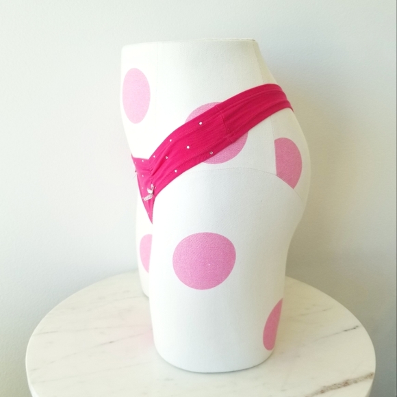 Victoria's Secret PINK Vintage Rhinestone Crystal Thong Panty Ruching NWT - Picture 3 of 13